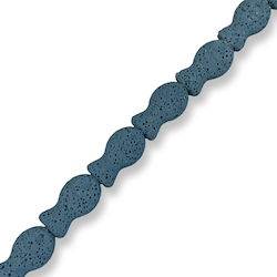 Natural Lava Fish Blue Petrol 22x13mm – 40cm Strand