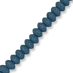 Natural Lava Oval Disc Petrol 8x5mm – Hole 2mm – Length 20cm 39 Beads