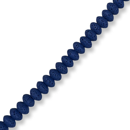 Natürliche Lava Oval Scheibe Blau Royal 8x5mm – Loch 2mm – Reihe 20cm 39 Perlen