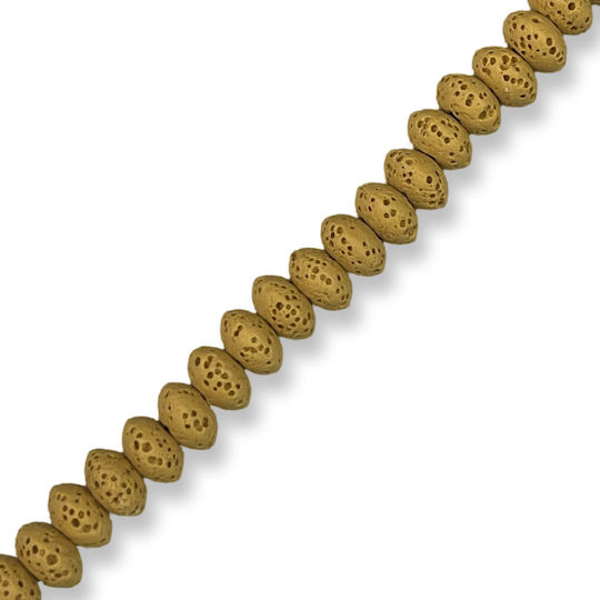 Natural Lava Oval Bead Mustard 8x5mm – Hole 2mm – Length 20cm 39 Beads