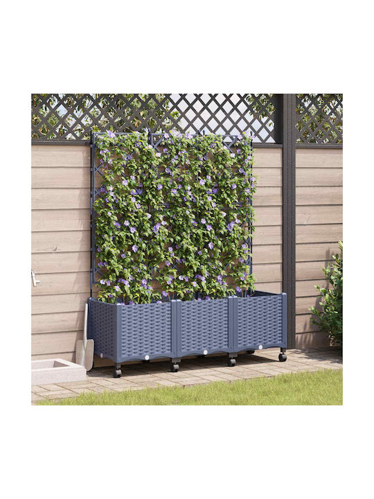 vidaXL Set 3 Planter Box-uri Din Plastic Gri