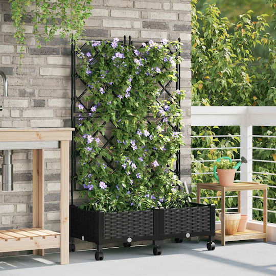 vidaXL Set of 2 Plastic Planter Boxes Black vidaXL Set of 2 Plastic Planter Boxes Black