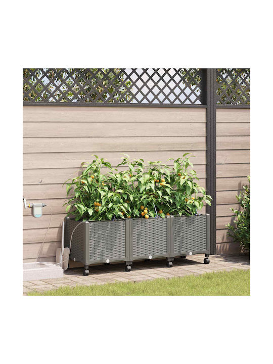 vidaXL Set 3 Planter Box-uri Plastice Gri Deschis