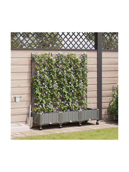 vidaXL Set 3 Planter Box-uri Plastice Gri Deschis
