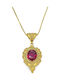 Byzantine Talisman Necklace Made of Gold Plated Silver with Zircon