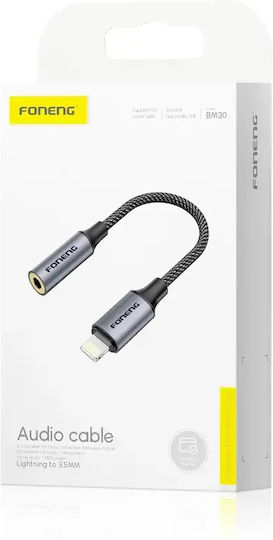 Foneng Adapter Bm30 Lightning 3.5mm Jack 0.14m Black