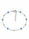 Charmy Anklet from Stainless Steel Light Blue 22cm