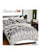 To megalo pazari Flannel Duvet Cover Set 220x240cm Double With 2 Pillowcases Grey-Black