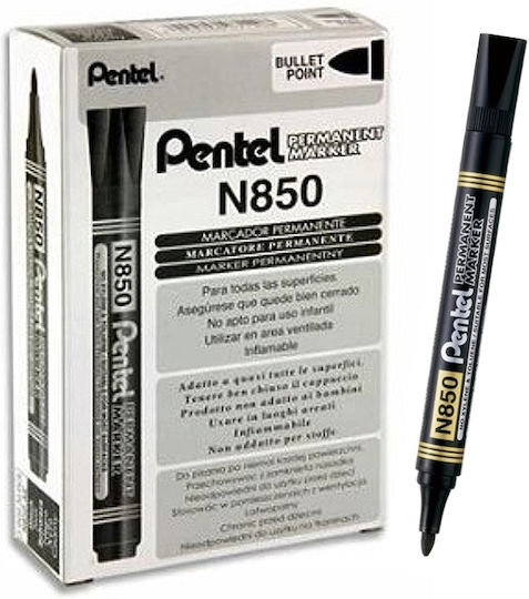 Pentel N850 Markeri Permanenți Negri 4.5mm Set 12 Bucăți