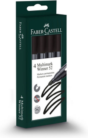 Faber-Castell Multimark Winner 52 Ανεξίτηλοι Μαρκαδόροι Black 2.8mm Σετ 4τμχ