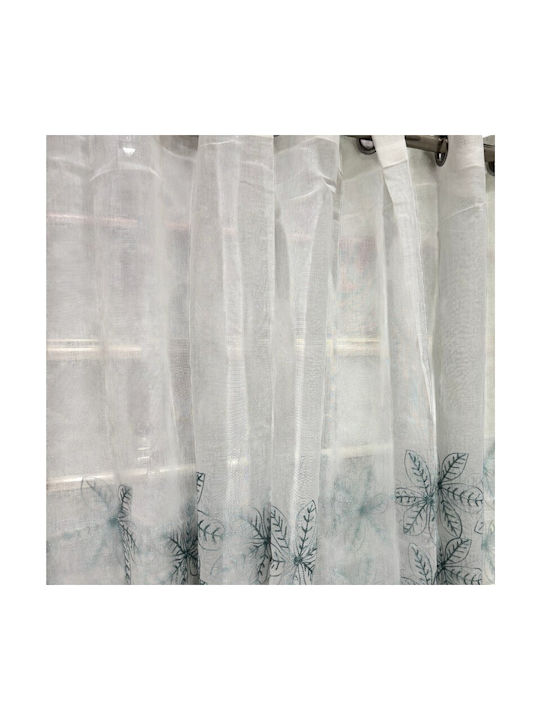 To megalo pazari Curtain With White-Petrol Grommets 270x280cm