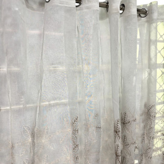 To megalo pazari Curtain with Grommets White-Mocha 270x280cm