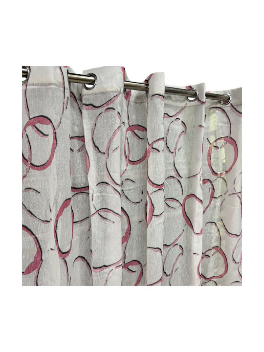 To megalo pazari Curtain With White-Pink Grommets 270x280cm