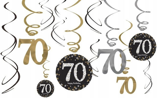 Swirls Decoration 70th Birthday Garland 12pcs