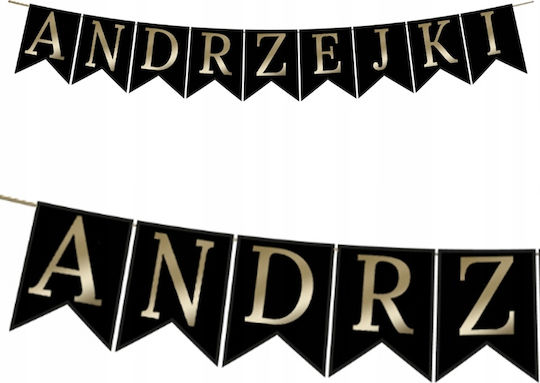 Banner Garland Flags Andrzejki Black Gold Decoration Ornament Fortune Telling