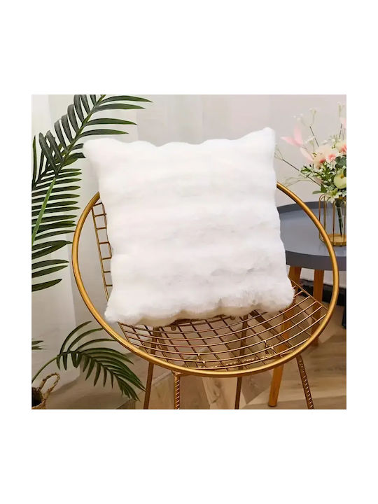 To megalo pazari Decorative Pillow Case Rabbit Fluffy From White Furry 40x40cm