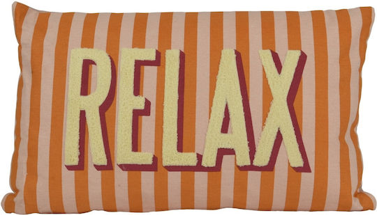 Kaemingk Throw Pillow Relax Ecru-Orange 30x50cm