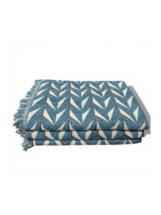 To megalo pazari Throws Set 3 Pcs Chenille Blue