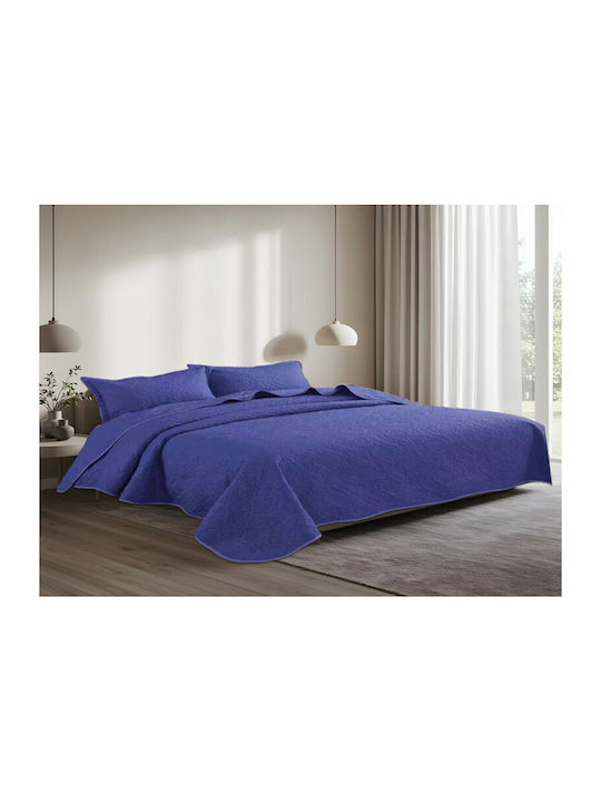Kykli Set Coverlet Single Microfiber Blue 160x2...