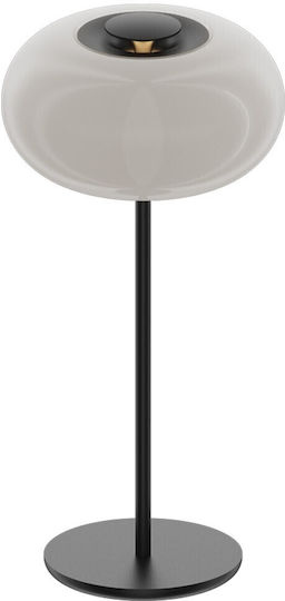Glass Table Lamp LED with White Shade and Black Base