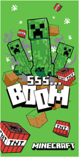 Minecraft Brm019379 Kids' Beach Towel 70*140cm Green Boom