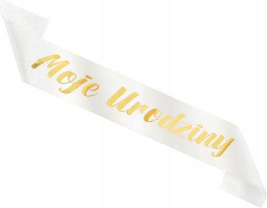 Birthday Sash My Birthday Celebrant White Gold 160cm