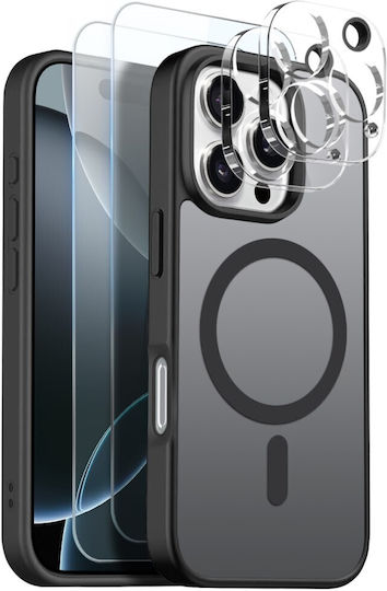Northjo 5 in 1 Protection Set 360 Full Cover Plastic Black iPhone 16 Pro Max