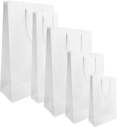 Mparkas Pungi De Hârtie Pentru Ambalare Cu Fir Mat Plasticizate Albe 15x9x24cm 200 Bucăți