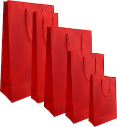Mparkas Papier Plastiktüten Verpackung mit Seilgriffen Matt Kunststoffbeschichtet Rote 15x9x24cm 200 Stück