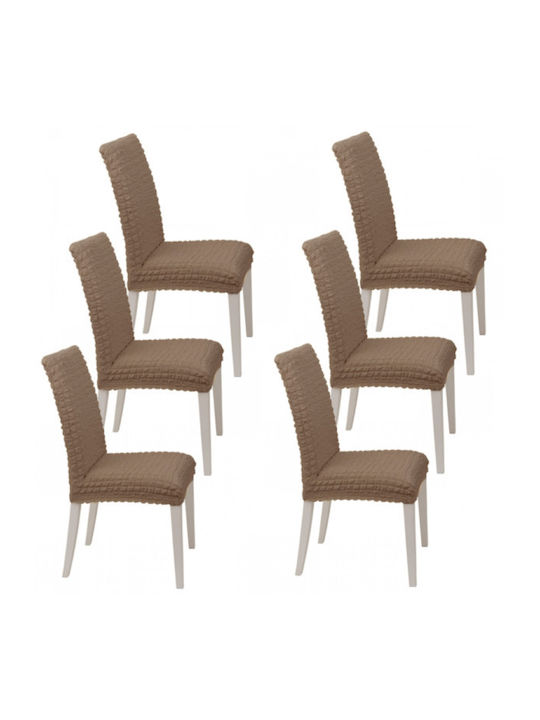 To megalo pazari Elastic Chair Cover Mocha 6 Pieces