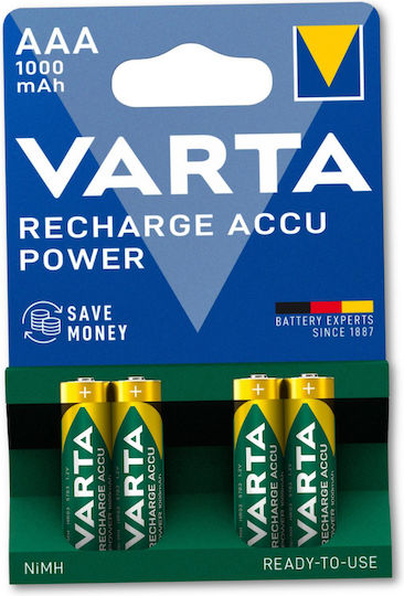 Varta Power 1000mah AAA NiMH Презареждаема Батерия Малки Батерии 4 Броя