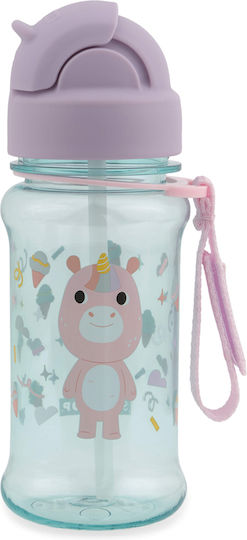 Skip Hop Kids Water Bottle Unicorn Plastic With Straw Pink 355ml