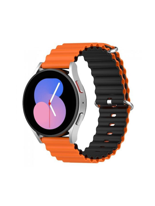 Ocean Silicone Dual Color Strap Amazfit Bip 6 46mm 22mm Orange Black