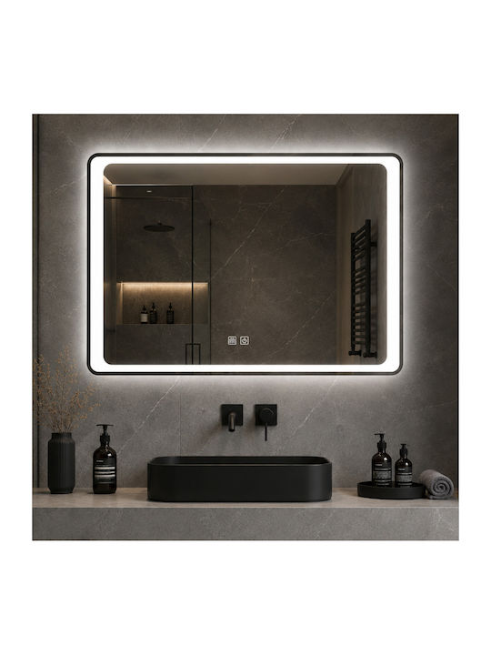 Futura Rectangular Bathroom Mirror Led Touch 100x70cm White