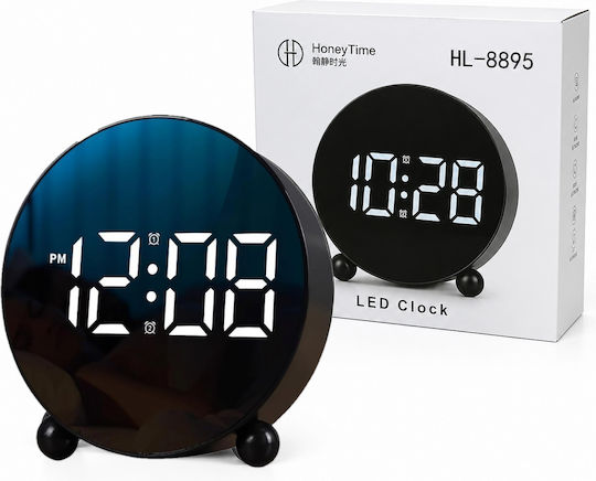 Geräuschloses Digitales Tischuhr LED mit Wecker Schwarz HL-8895-BLACK
