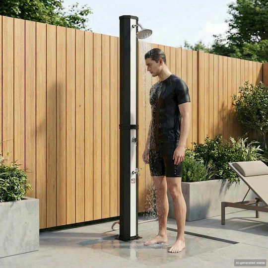 vidaXL Pool Shower Solar Made of PVC 217x18 cm Black