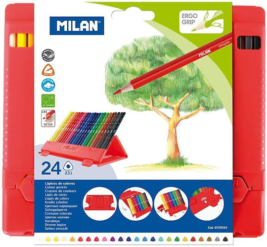 Milan Coloured Pencils 24 Pieces Plastic Stand 729324