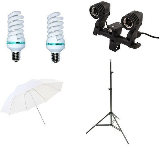 Ishoot Starter Kit Kontinuierliches Licht 2 Glühbirnen 84cm Diffusionsregenschirm
