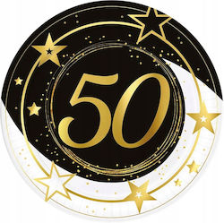 Papierplatten 50. Geburtstag Gold Schwarz Party 23cm 6 Stück Papierplatten 50. Geburtstag Gold Schwarz Party 23cm 6 Stück
