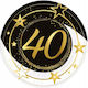 Papierplatten 40. Geburtstag Vierzig Gold Schwarz Party 23cm 6 Stück