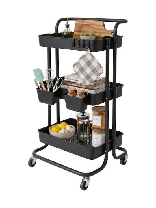 Relaxdays Metal Kitchen Trolley Black 87x43x38cm