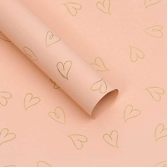 Floral Foil Peach Hearts Sheets 58x58 Cm 20 Pcs