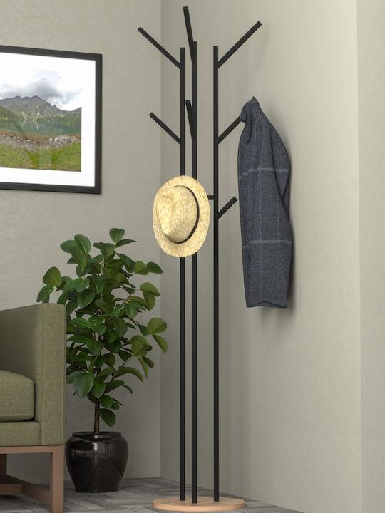 SteweHome Metallic Black Coat Rack 160cm