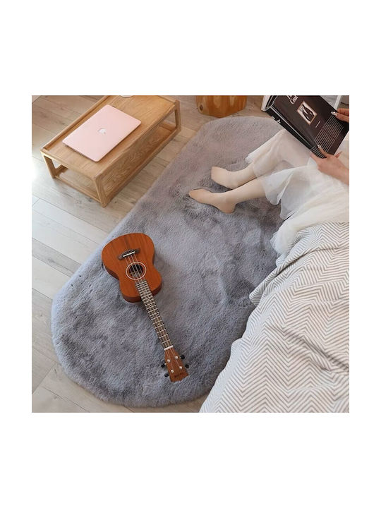 To megalo pazari Rectangular Furry Grey Rug 60x140cm