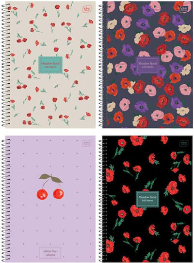 interDRUK Spiral School Notebook Ruled A4 60 Paper Sheets 2 Subjects Meadow (Various Designs)