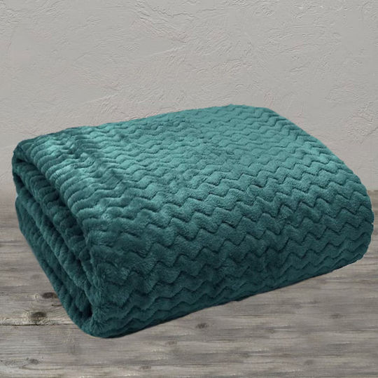 To megalo pazari Fleece Blanket Super Double 220x230cm Petrol