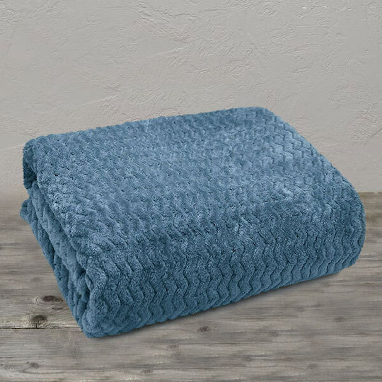 Το μεγάλο παζάρι Κουβέρτα Fleece Μονή 160x220εκ. Γαλάζιο
