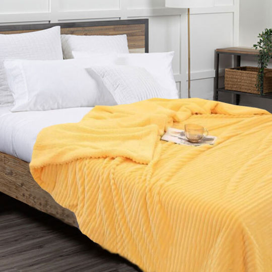 Το μεγάλο παζάρι Κουβέρτα Sherpa Υπέρδιπλη 220x240εκ. Κίτρινο