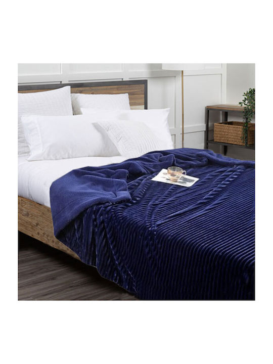 To megalo pazari Sherpa Blanket Super Double 220x240cm Blue