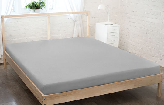 KZ Cearceaf de Pat Super Dublu cu Elastic 160x200 cm Gri